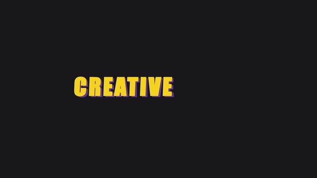 Creative typography motion with bold yellow text animation on dark 4k background