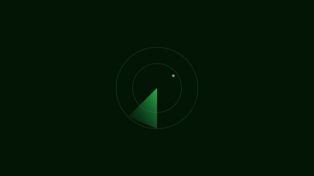 Digital radar screen scanning interface with green glowing target detection animation 4k sonar