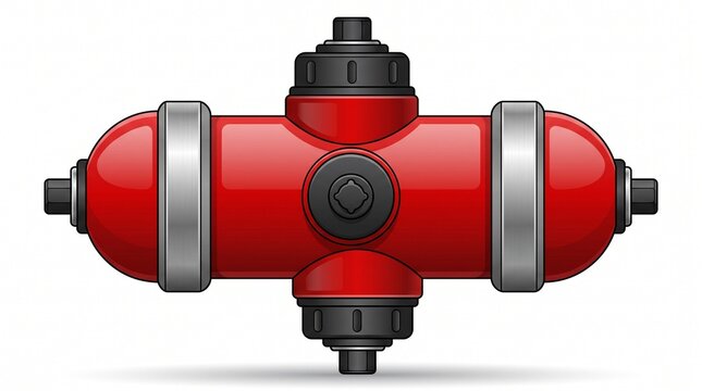 Modern Futuristic Fire Hydrant Flat Vector Illustration Isolated on White Background