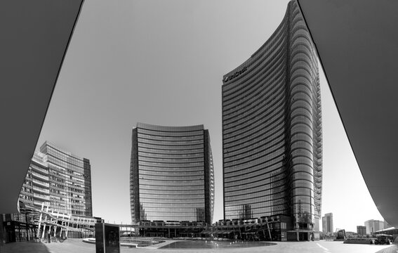 Modern buildings at Porta Nuova in Milan, Lombardy, Italy.,Gae Aulenti square