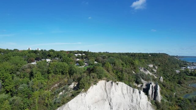 Aerial View of Scarborough Bluffs Cliffs in Ontario, Canada