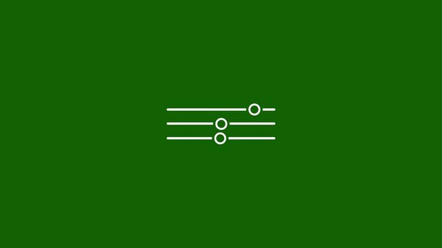 Animated equalizer white line icon. Slider bar switching animation. Media control. User preferences. Slider or Audio Mixer Line Icon Animated.alpha channel, transparent background. 4k stock video.