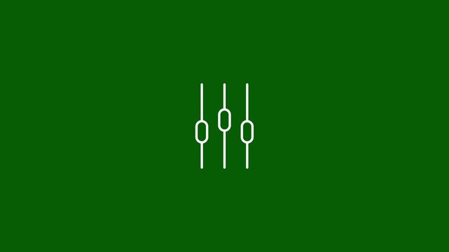 Animated equalizer white line icon. Slider bar switching animation. Media control. User preferences. Slider or Audio Mixer Line Icon Animated.alpha channel, transparent background. 4k stock video.