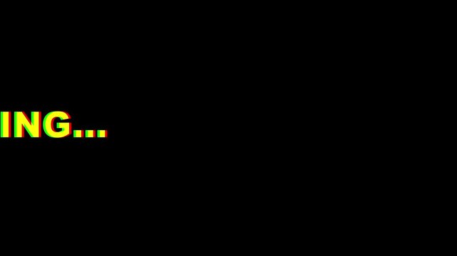 Loading text animation with glitch effect and rgb split for digital interface 4k