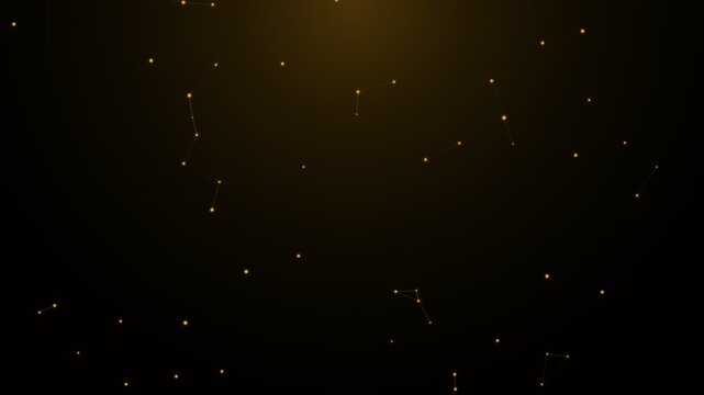 Abstract golden particles floating in dark space