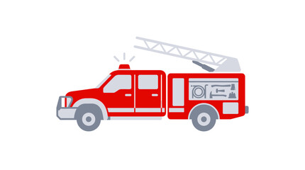 Fototapeta premium Flat vector illustration of a red fire truck