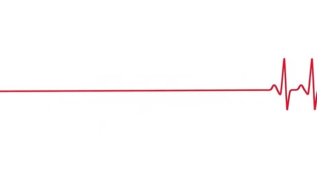 Red heartbeat waves, from lifelong to death, on a white background.