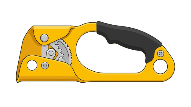 Yellow climbing ascender for rock climbing and mountaineering