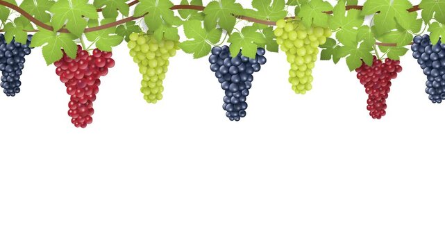 animated banner with bunches of  grapes and leaves