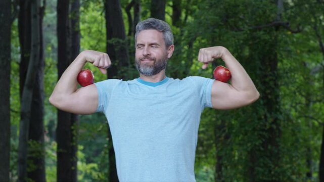 Biceps muscle flex arm. Muscular biceps arm. Healthy sport eating for biceps muscles. Strong man promoting fitness and biceps. Strong bicep. Bicep concept and sport nutrition.
