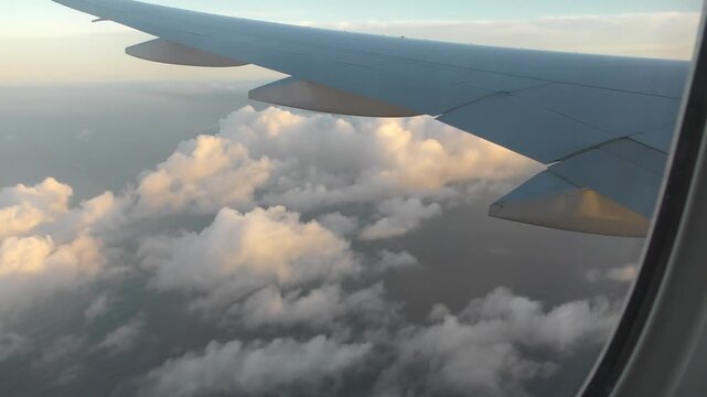 A350 view from airplane window 35,000 feet cruising speed,