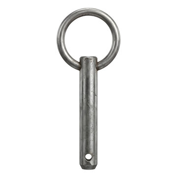Metal clevis pin with a ring handle isolated on transparent background
