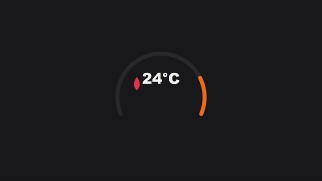 Minimalist digital thermometer gauge displaying 24 degrees celsius temperature interface animation 4k