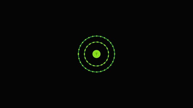 Minimalist green circular loading spinner animation with pulsing rings on 4k black background progress