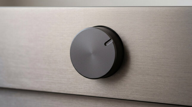 Premium minimalist audio amplifier matte aluminium volume knob detail high end sound equipment