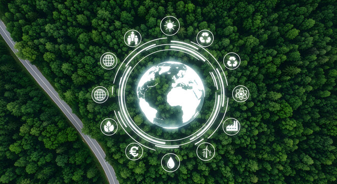 Sustainable Earth Global Green Forest Road Tech Innovation