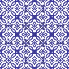 Obraz premium Blue and white seamless pattern abstract geometric ethnic ikat fabric texture traditional folk art ornament ornamental oriental illustration