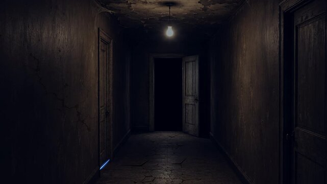 Dark sketchy hallway zoom in