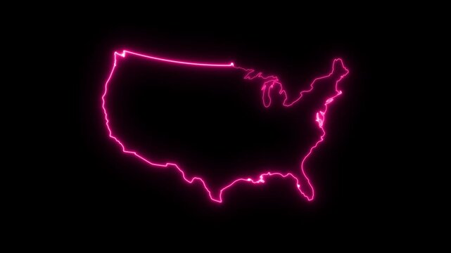Neon united states map outline animation video