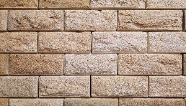 close up of beige textured brick wall with detailed surface and natural color variation suitable for architectural and interior design projects