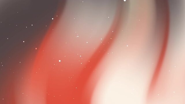 Abstract fluid background with dynamic warm peach orange and terracotta red gradient colors and glowing particles loop.