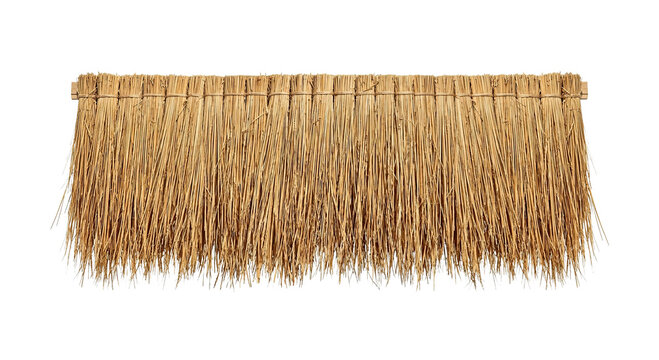 Traditional straw thatch roof surface texture pattern for tropical style building high quality 4K PNG image in white background