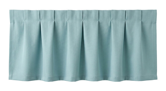 Light blue window valance curtain with pleat design high quality 4K PNG image in white high quality 4K PNG image in white background