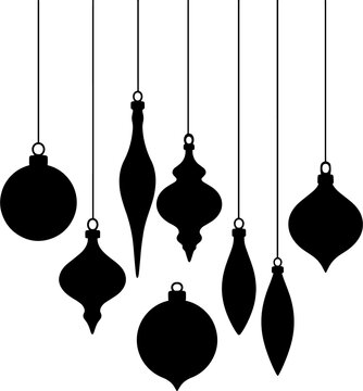 Hanging Christmas Baubles and Ornaments Silhouette Set