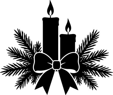 Christmas Candle Arrangement with Pine Silhouette