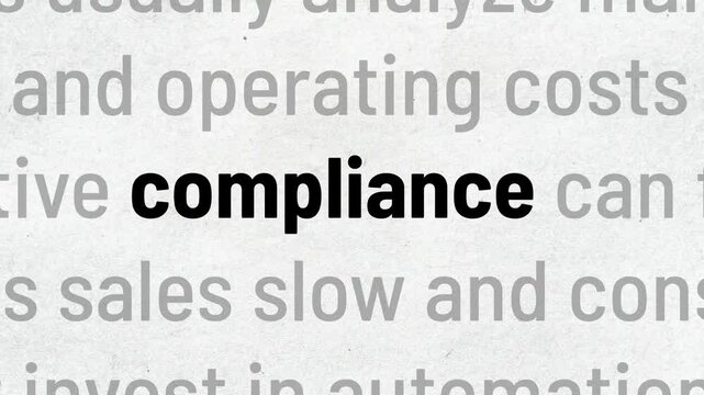 Word Compliance Highlighted on Newspaper Page Close Up