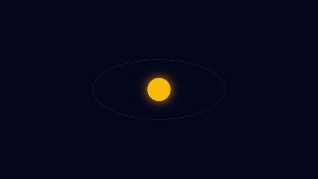 Minimalist solar system animation: planet orbiting sun in deep space 4k