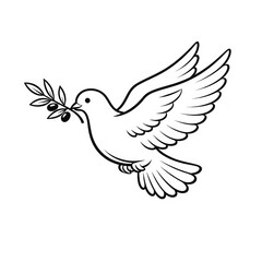 Fototapeta premium Peaceful dove with olive branch.