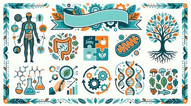 Holistic health and functional medicine icons set