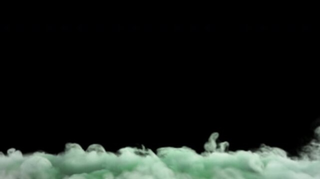 Green witch cauldron mist rolling downward, alpha channel for transparent background, mist only version, 4K 24p