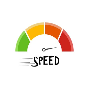 Speed Meter Performance Gauge with Fast Motion Lines and Velocity Indicator Vector Illustration