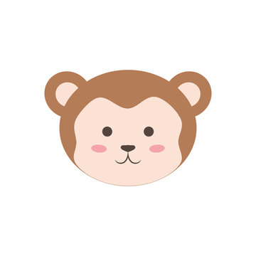 Cute monkey face flat illustration