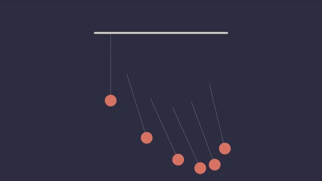 Newton's cradle physics pendulum animation: minimalist motion of swinging spheres for science and education projects 4k