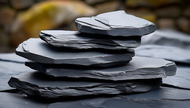 close up of stacked slate rocks