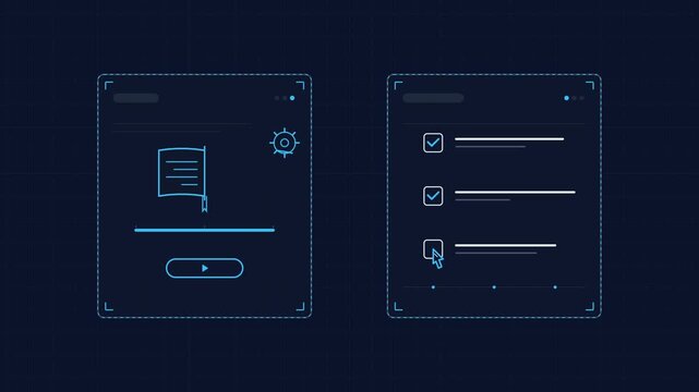 Digital Checklist Animation with Cursor Clicking Task Boxes on Interface