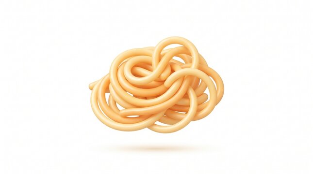 A Delicious Serving of Freshly Cooked Italian Spaghetti Pasta Twisted into a Neat Nest Shape Isolated on a Clean White Background