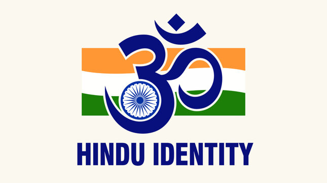 Om Symbol and India Flag Fusion Vector Illustration of Hindu Identity