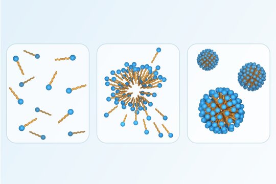 Surfactant self-assembly into spherical micelles with space for text