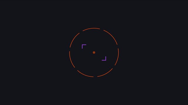 Digital hud target reticle overlay with pulsing center point for sci-fi ui and gaming animation 4k
