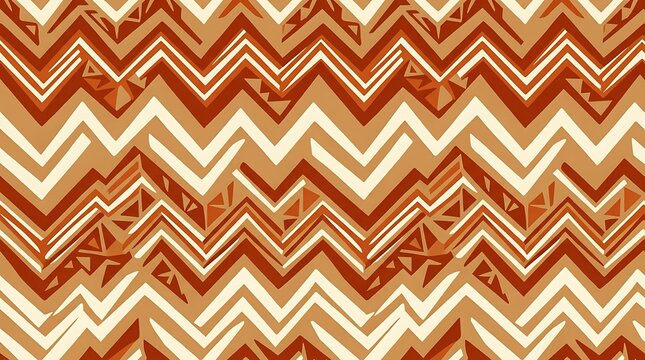 Geometric ethnic chevron pattern in warm terracotta and brown tones