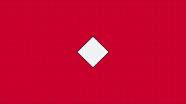 Minimalist animation 4k white diamond shape pulsing on vibrant red background, for motion and, abstract projects