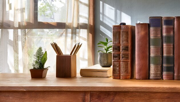 study space with books and table