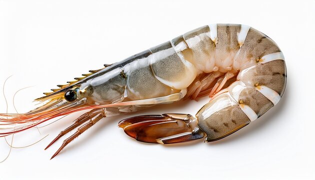 fresh raw shrimp isolated on white background