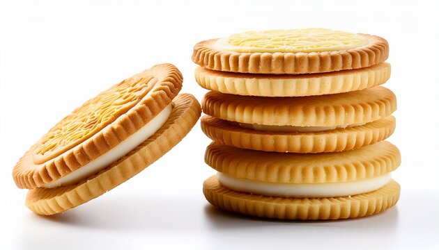 stack of cookies middle cream cookies stack isolated on white background