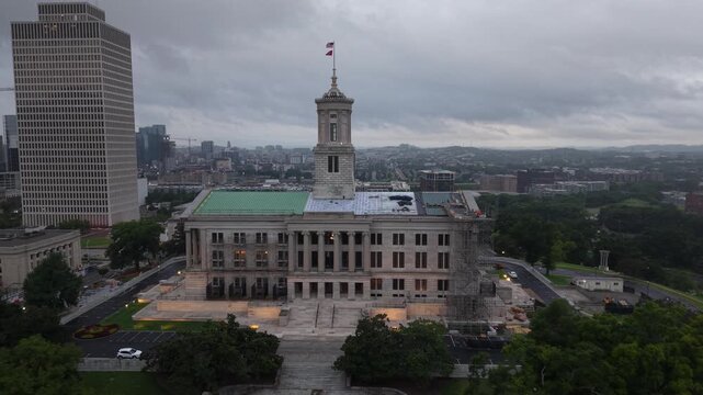 Tennessee State Capitol Building Aerial View, Nashville, TN