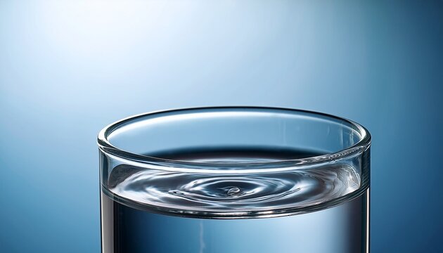 clear water in a glass cylinder showing a concave surface